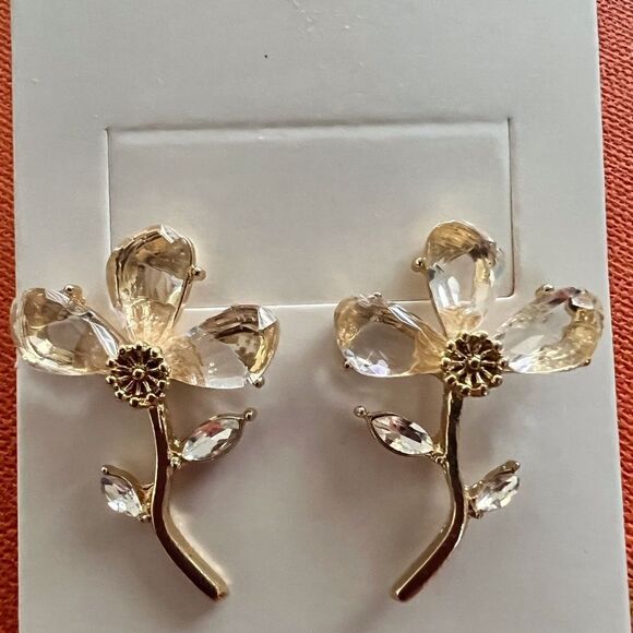🌺 Betsey Johnson stunning crystal flower earrings 🌺 - Picture 5 of 7